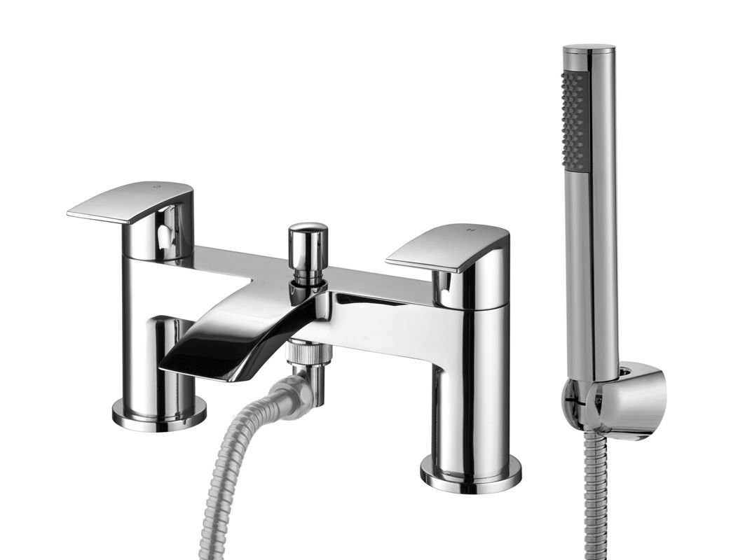 Stylish Bath Shower Mixer Black Chrome Finish Three Year Warranty